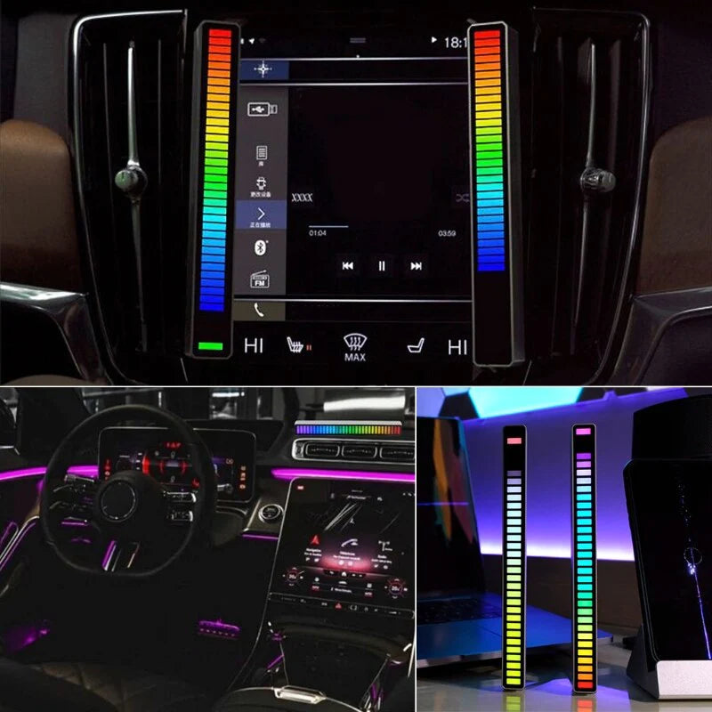 Car LED Smart Rhythmic Jump Atmosphere Lamp Music Induction Decorative RGB Music Light Bar Atmosphere Light Music Light
